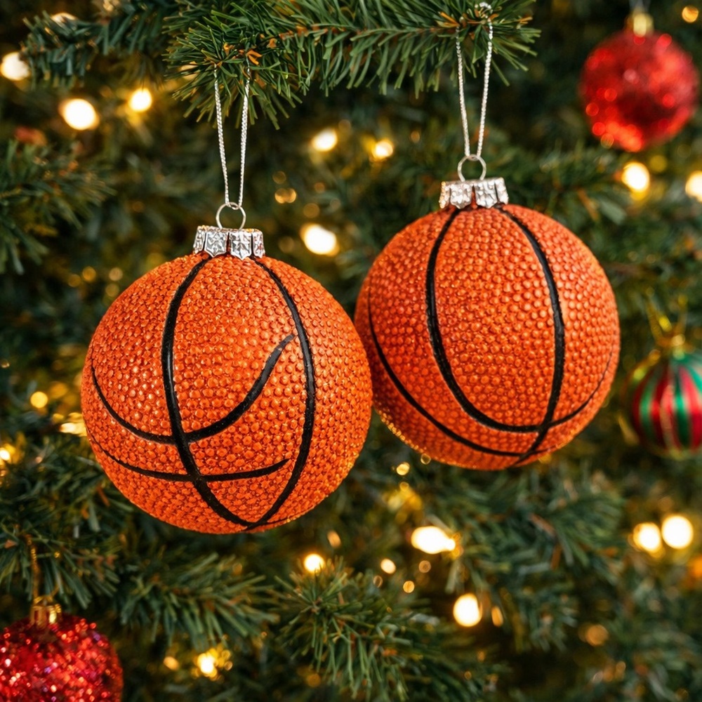 Basketball‎ Christmas Ornaments Set of 2 Sports Theme Baubles